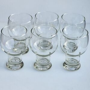 Vintage 1970's Beer Mug Set of 6 Clear Bubble‎ Glasses Drinkware
